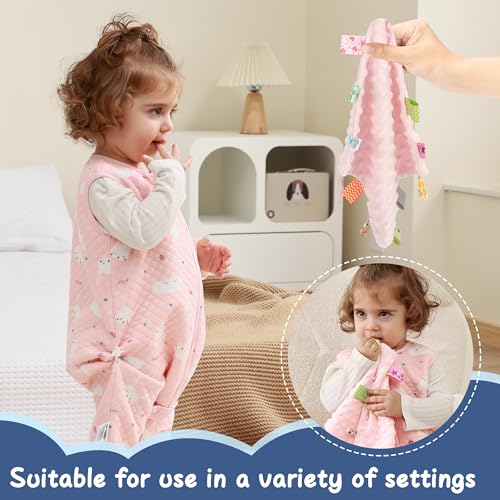 Image of ZIGJOY Baby Tag Security Blanket, Soft Lovies for Babies, Baby Comforter,10 inchX10 inch, Pink