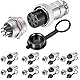 VISSQH 16pcs GX16 7Pin Panel Metal Mounting Round Aviation Plug, 16 mm Male/Female Aviation Plug Cable Connector 7-Pin+Rubber Protective Cap and Screwdriver
