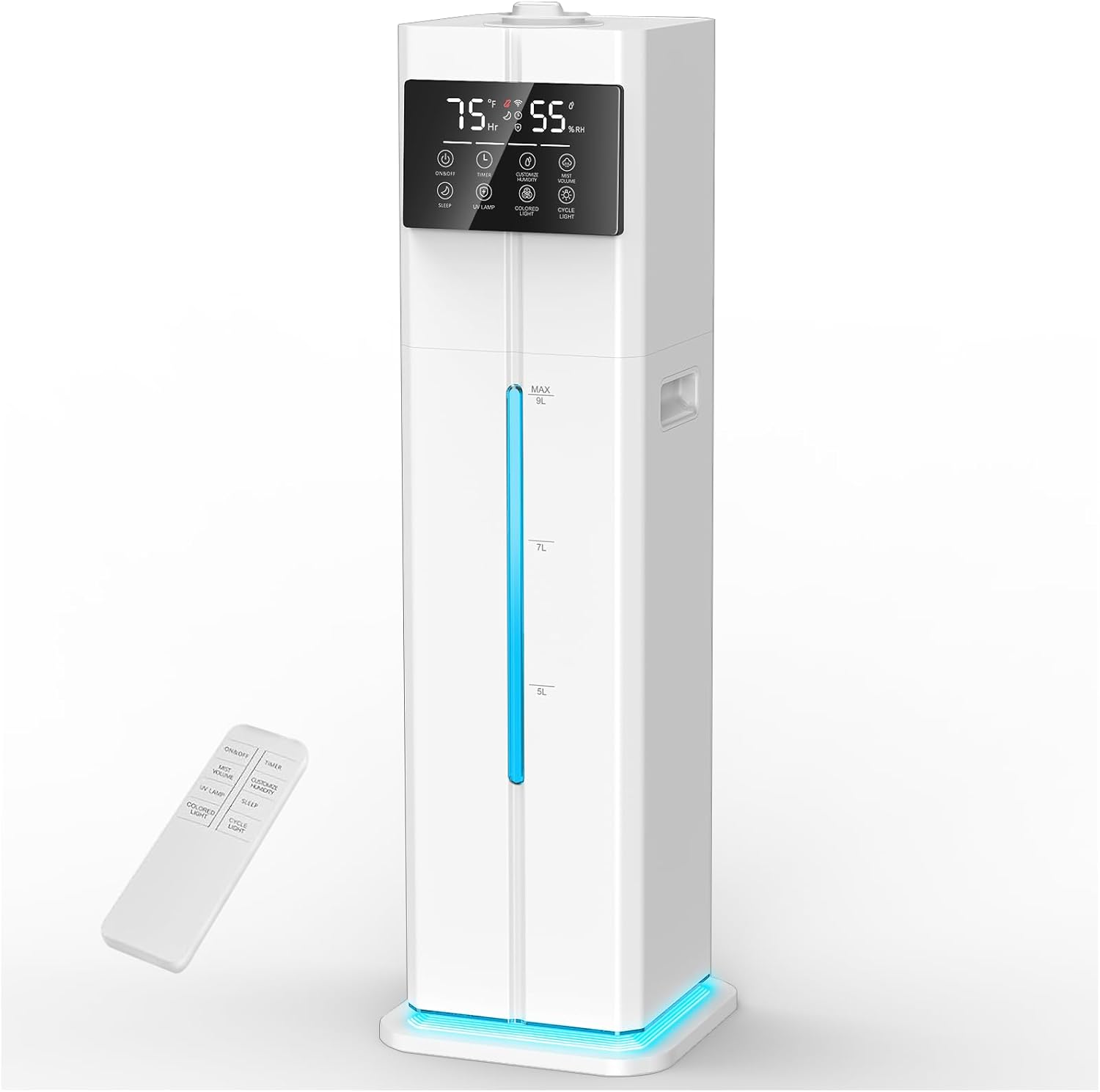 Humidifiers for Bedroom, 2.4Gal 9L Quiet Top-Fill Cool Mist Humidifiers for Large Room with Timer, Remote, 360°Nozzle, 4 Speed Ultrasonic Air Humidifier with Humidistat for Baby Home Adults Plants