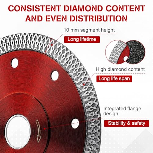 flintronic 125mm Diamond Cutting Discs for Angle Grinder, 2PCS Super Thin Diamond Saw Blade, Clean Cut on Porcelain, Tiles, Granite, Marble, Stones, Bricks & Ceramics, Wet Cutting, 4.9" 3 flintronic 125mm Diamond Cutting Discs for Angle Grinder, 2PCS Super Thin Diamond Saw Blade, Clean Cut on Porcelain, Tiles, Granite, Marble, Stones, Bricks & Ceramics, Wet Cutting, 4.9" - Image 3