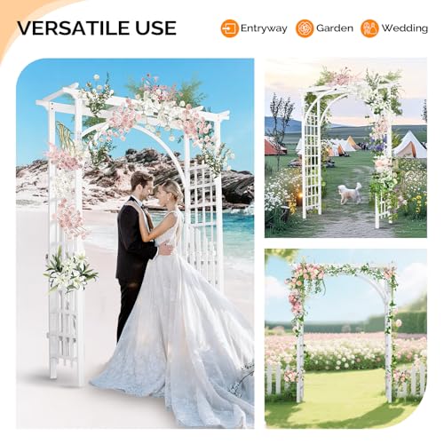image for VINGLI 85in Wooden Arbor, Wedding Arch for Ceremony, Wood Trellis for 
