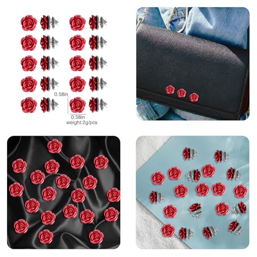 Image of 20 Pcs Enamel Rose Flowe Brooches Pins for Women Colorful Floral Brooch Flower Lapel Pin Badge Crafts Breastpin Jewelry Gift for Women Men Clothing Bags Backpacks Jackets Hat