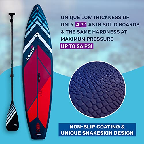 Gladiator Pro 11.4 Red Inflatable Paddle Board - 26 Psi Ultimate Technology 11.4Ft Perfomance Stand Up Paddleboard - 4.75" Thick Paddle Boards W/Accessories - Ultra-Light Inflatable Sup Board #TOP2