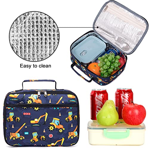 Image of BTOOP Lunch Bags for Kids Boys Insulated Lunch Boxes Cooler Toddler Lunch Tote Bag Thermo Picnic Bag for School Children(Truck-Navy Blue), 04364