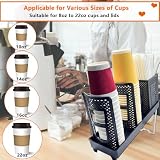 CIT ZCFYU Coffee Cup Holder, Paper Cup and Lid Holder Dispenser with Straw Organizer,3-Slot Upright Disposable Plastic Coffee Cup Dispenser for Stations, Kitchens, Bars, Restaurants, Lounges (Black)