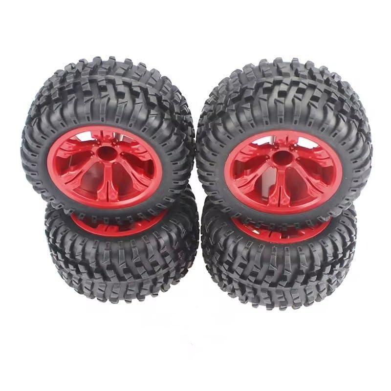 Neumáticos Coche RC para Rock For Crawler para Wltoys 12427 12429 12423 144001 124019 124018 RC Neumáticos De Esponja para Coche Ruedas De Plástico Accesorios Mejorados(Red)