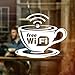 Wall4Stickers® Free WIFI Cup Ventana de la ventana Vinilo Vinilos Gráficos Cafe Shop Salon Bar Restaurante
