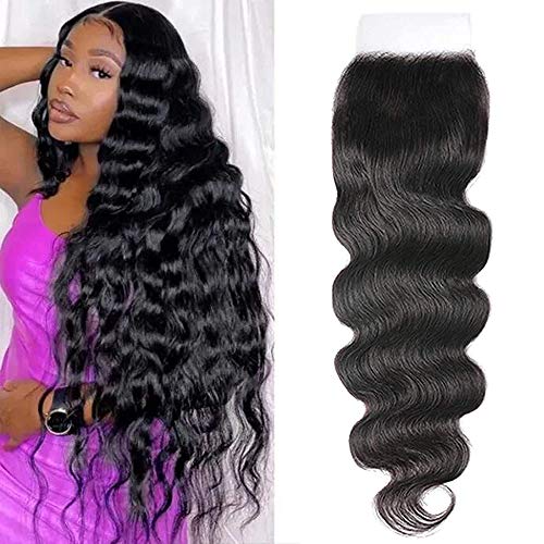 UNice Hair HD 5x5 Lace Closure Deep Parting Invisible Knots, Peruvian Body Wave 100% Human Hair Transparent Lace Closure Pre Plucked Natural Color 18inch