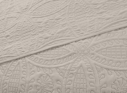 Chezmoi Collection Austin 3-Piece Oversized Bedspread Coverlet Set (Queen, Ivory) #TOP4