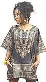 Black and Gold Traditional African Dashiki Shirt (Large)