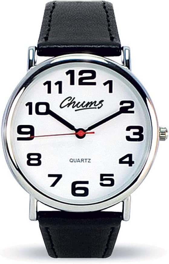 Chums | Classic Watch Leather Strap Easy Read With Big Numbers Mens Or Ladies | Multi