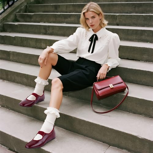 Ballet Flats for Women Square Toe Flat Dress Shoes Slip on Classic Mary Jane Comfortable Dance Shoes3