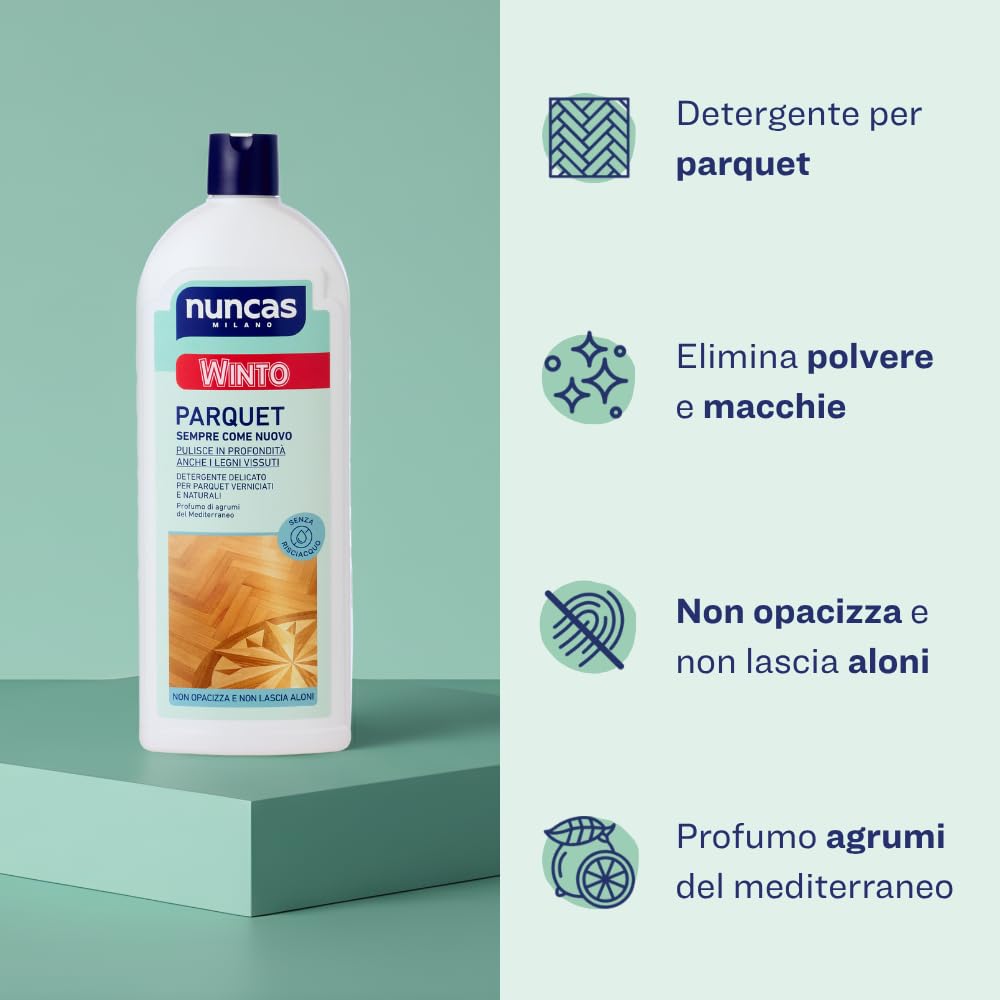 Nuncas - Winto Parquet - Detergente per Pavimenti in Parquet - Multipack - Confezione da 3 x 1000 ml