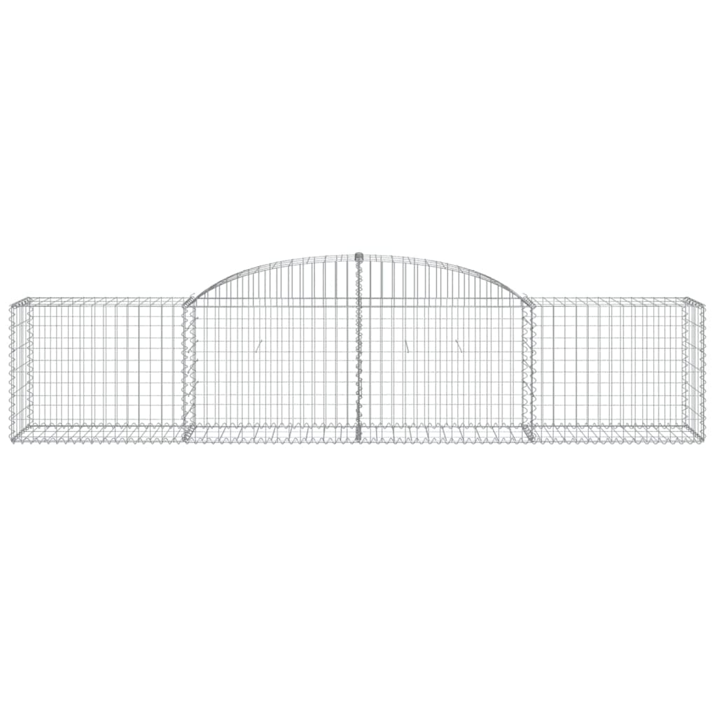 Cestas de gaviones con arco alto, 2 unidades, 300 x 50 x 60/80 cm, hierro galvanizado, para barrera de jardín y protección visual, decoración de pared de gaviones estable