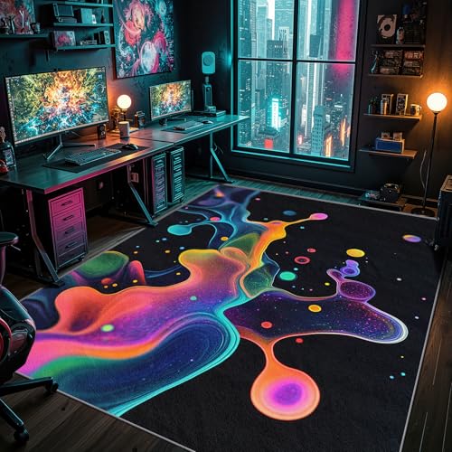 Zoainuos Neon Rugs for Gaming Room - 6x8 Rug, Abstract