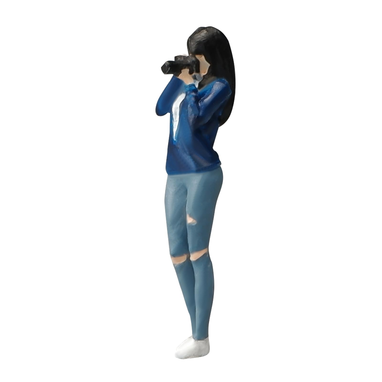 Painted Figure 1:64 Scale Mini Model Trains Architectural Plastic People Figures Standing Photographer Girl Figure Model,Suitable for Miniature Scenes(64251B)