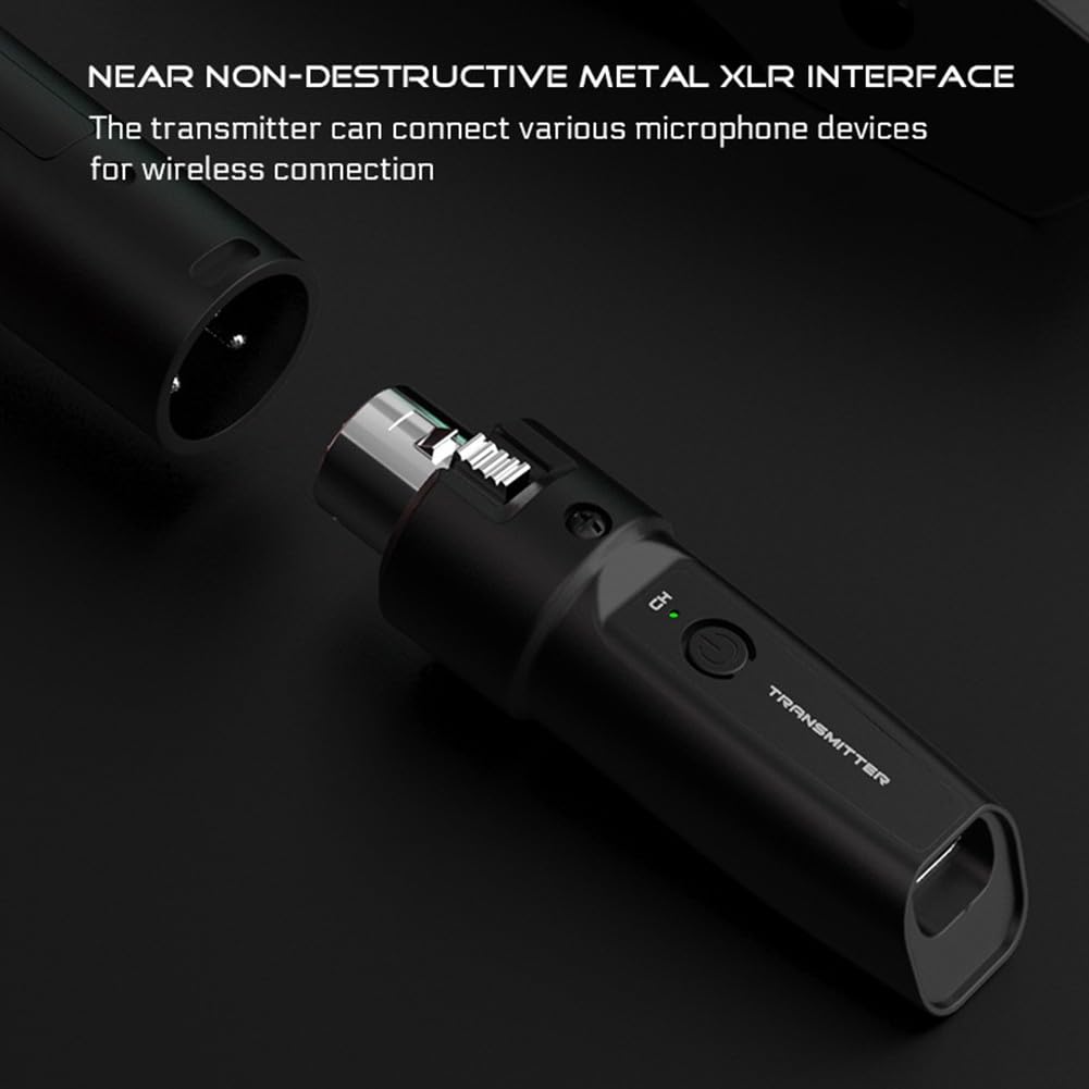 Transmisor y receptor de audio de micrófono inalámbrico, sistema de micrófono recargable, transmisor y receptor XLR inalámbrico (1 bandeja 2)