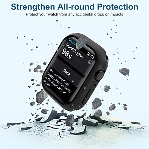 Amazon Brand - Eono Case with Screen Protector for Apple Watch Series 7 / Series 8 41mm, Shockproof, Ultra Clear, Touch Sensitive, 2 Pack Apple Watch 7/8 Screen Protector Case Cover - Black