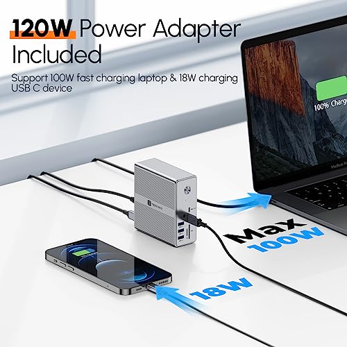 TOBENONE Docking Station com 120W Power HDMI DP RJ45 USB3.1 Suporte Triplo Display 4K para MacBook P