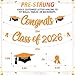 Congrats Class of 2026 Banner Diploma Cap Themed Graduation Party Supplies for College High School Senior 2026 Celebratory Orange Glitter Decorations