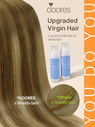 Image of DOORES Sew In Hair Extensions Real Human Hair, 22 Inch 110g Medium Brown Highlighted Dirty Blonde, Weft Hair Extensions, Real Human Hair for Women