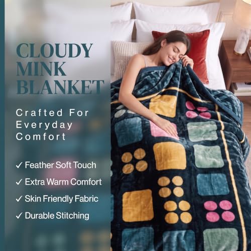 Image of VAS COLLECTIONS 280 GSM Micromink Blanket, 4.5 Kg Premium Soft Warm Cozy Blanket, Plush Floral Printed Blanket for Double Bed, Ultra Soft Comfortable Bedding, 86 x 90 Inches (218 x 229 cm) - Deep Teal