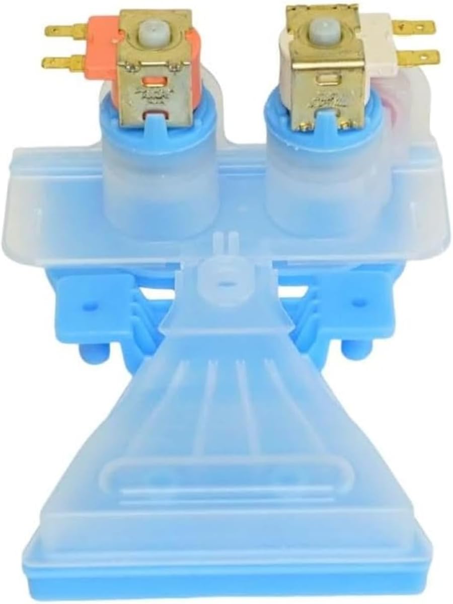 WH13X25296 Washing Machine Water Inlet Solenoid Valve for GE Washer, Two Solenoid Coils Orange Coil has 3/16 inch Terminals, Beige Coil has 1/4 inch Terminals, Water Inlet Valve Replace K-78863-1