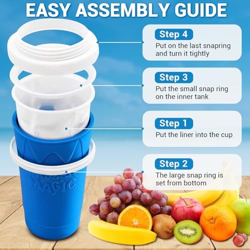 Image of FANS-ONE Slushie Cup, DIY Magic Slushy Maker Cup, Cool Stuff Things Gadgets for Juices Milk Yogurt Ice Cream Make, Quick Frozen Slushy Cups with Lids & Straw for Boys Girls Teens Kids, Blue