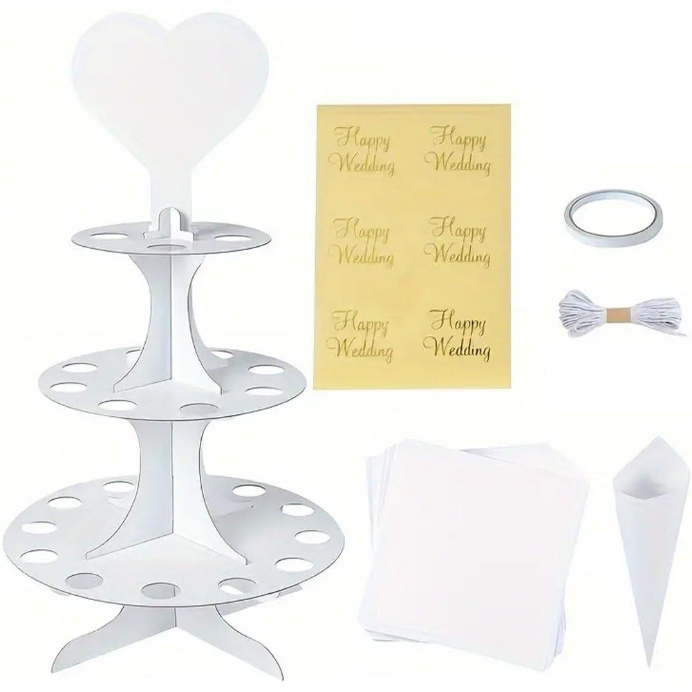 Support de cônes de confettis de mariage avec boîte en papier pour pétales de fleurs séchées