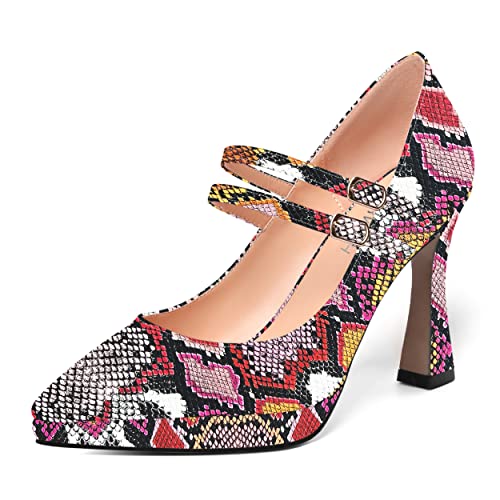 ROSERWISH Womens Platform Wedding Buckle Ankle Strap Pointed Toe Sexy Patent Party Stiletto High Heel Pumps Dress Shoes 4 Inch