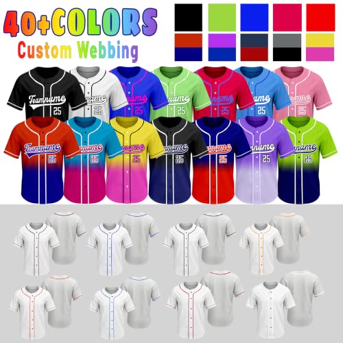 Camiseta de béisbol personalizada totalmente personalizable con colores, nombre, número y logo para hombres, mujeres y jóvenes miniatura 3