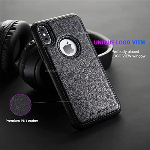 Image of LIRAMARK PU Leather Flexible Back Cover Case Designed for iPhone Xs Max (Black)