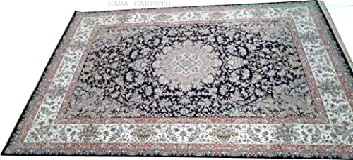 Image of High Density Export Quality Classical Pure Silk Carpet for Your Hall & Living Room 3 X 5 Feet (90x150 cm) Ivory Multi