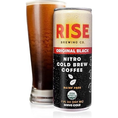 RISE Brewing Co. | Original Black Nitro Cold Brew Coffee | Sugar and Gluten-Free, Vegan | Organic & Non-GMO | Low Acidity | 7 fl. oz. Cans (4 Pack) Cover