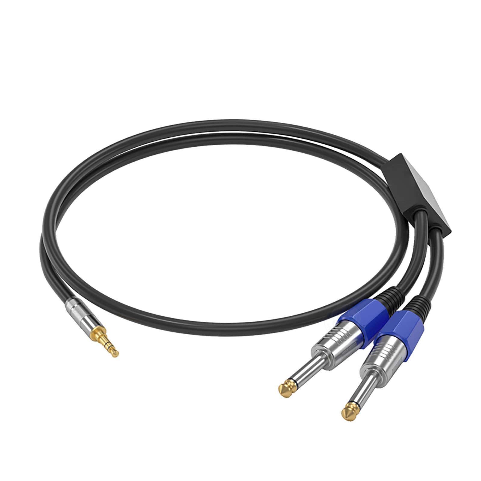 Câble audio 3,5 mm vers double 6,35 mm vers 2 adaptateurs en Y de 6,35 mm pour systèmes audio pour studio et scène