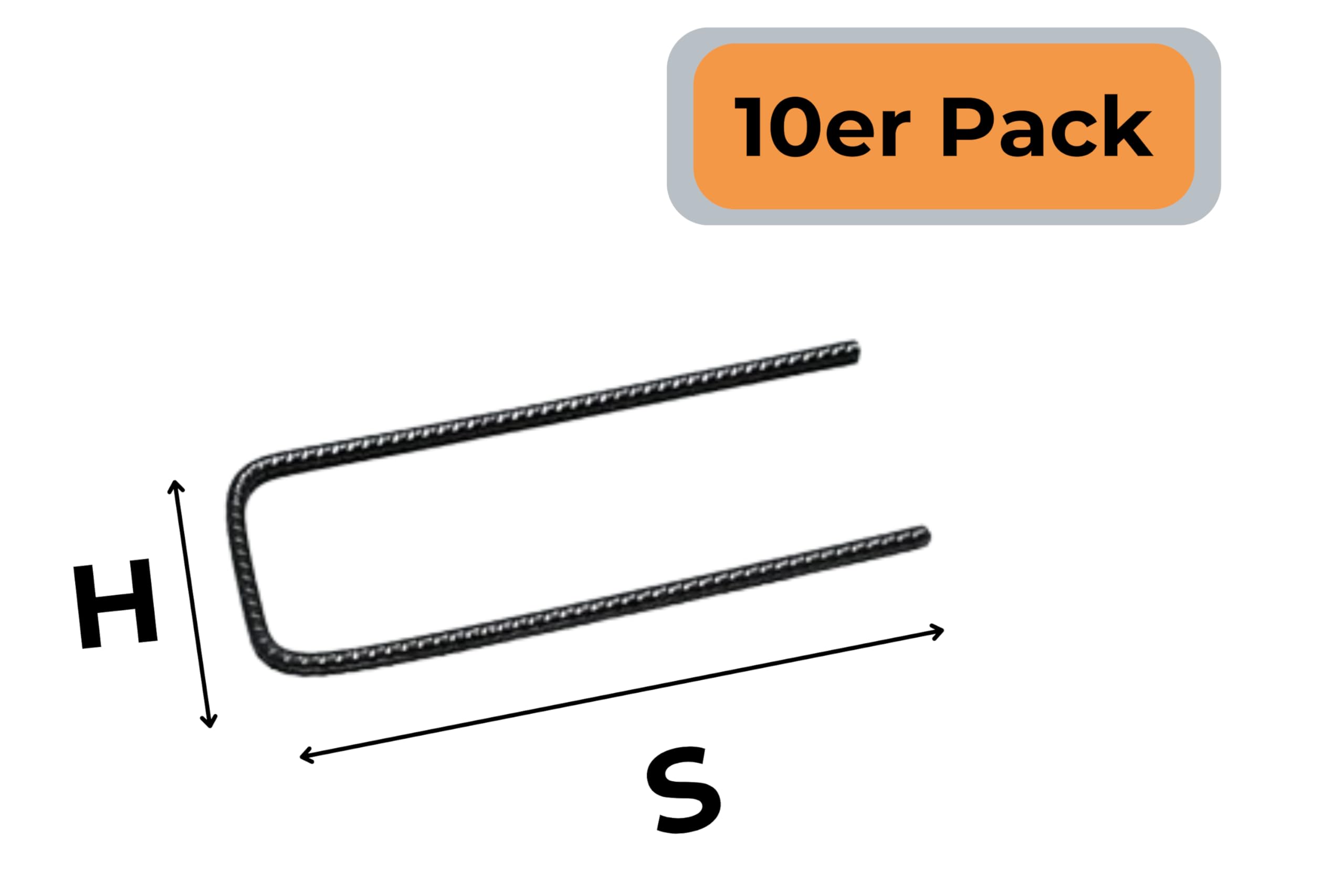 H:100mm S:200mm 10er Ø8 mm U-Bügel Baustahl Steckbügel Betonstahl Bügel Bewehrungsstahl für Ihre Bauvorhaben