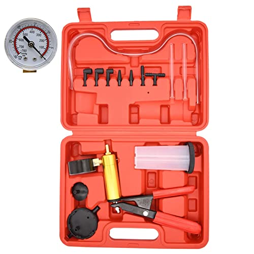 FYSHIQING Hand held Vacuum Pump Tester kit,2 in 1 Brake Bleeder Clutch Bleeding System Test Kit for Automotive with Protected Case,Adapters
