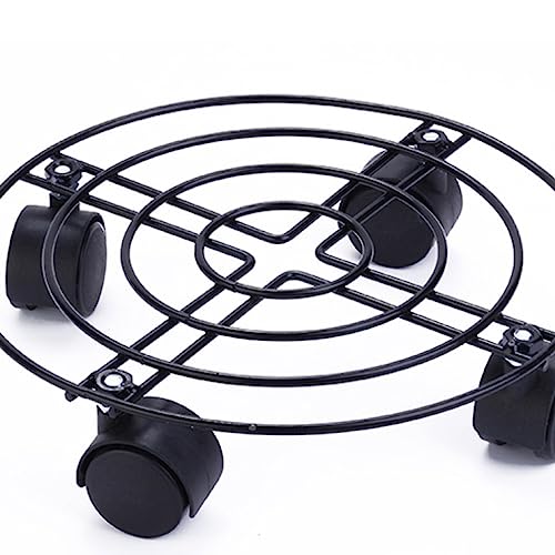 BE-TOOL Plant Caddy Stand on Wheels Metal Heavy Duty Potted Trolley Round Rolling Plant Stand for Flower Pots, Garden Planters(40CM)
