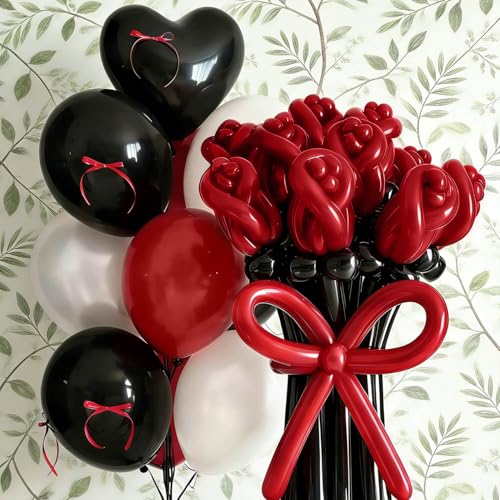 Image of 260 Garnet Red Long Balloons for Balloon Garland Thickening Skinny Latex Twisting Animals Modeling Christmas Birthday Wedding Party Festival Decorations 100pcs