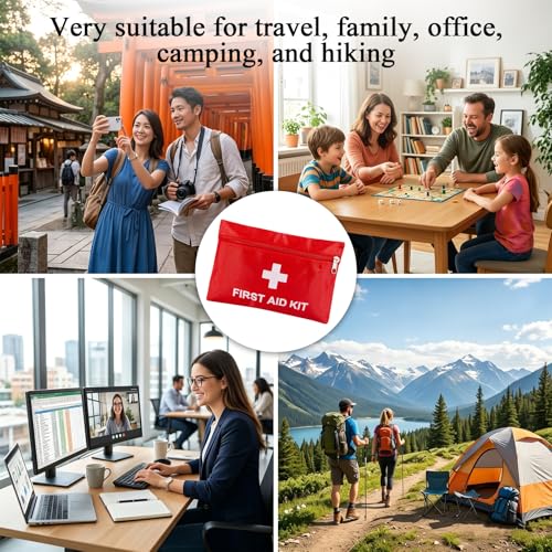 Image of 6 Pack Empty First Aid Kit Bag, Small First Aid Pouch Bulk, Water Resistant Travel Medical Organizer, Mini Emergency Supply Storage for Home, Car, Office, Camping, Outdoors (Red, 20x14cm, Bag Only)