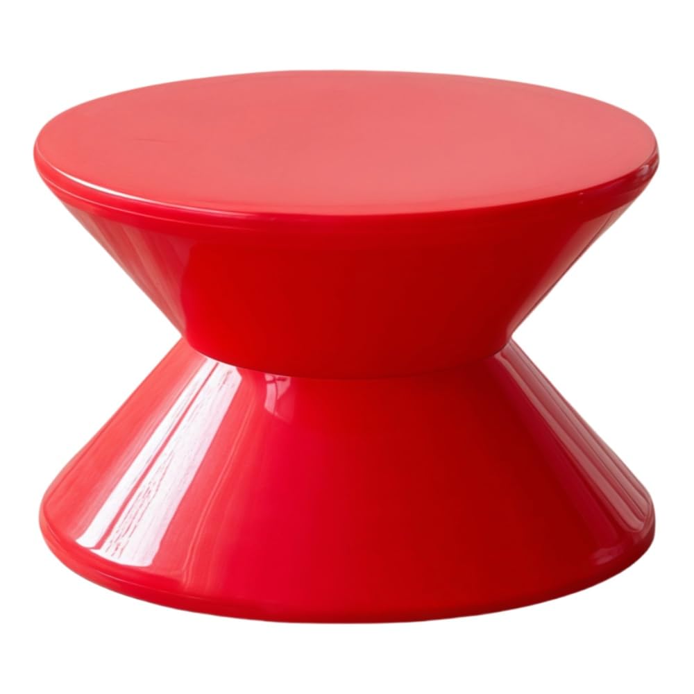 SXZenSpace Bedroom Furniture Colorful Round Coffee Table, Plastic Side Creative Nightstand, Small Short Stool for Living Room, Bedroom, or Sofaside(Red,Small)