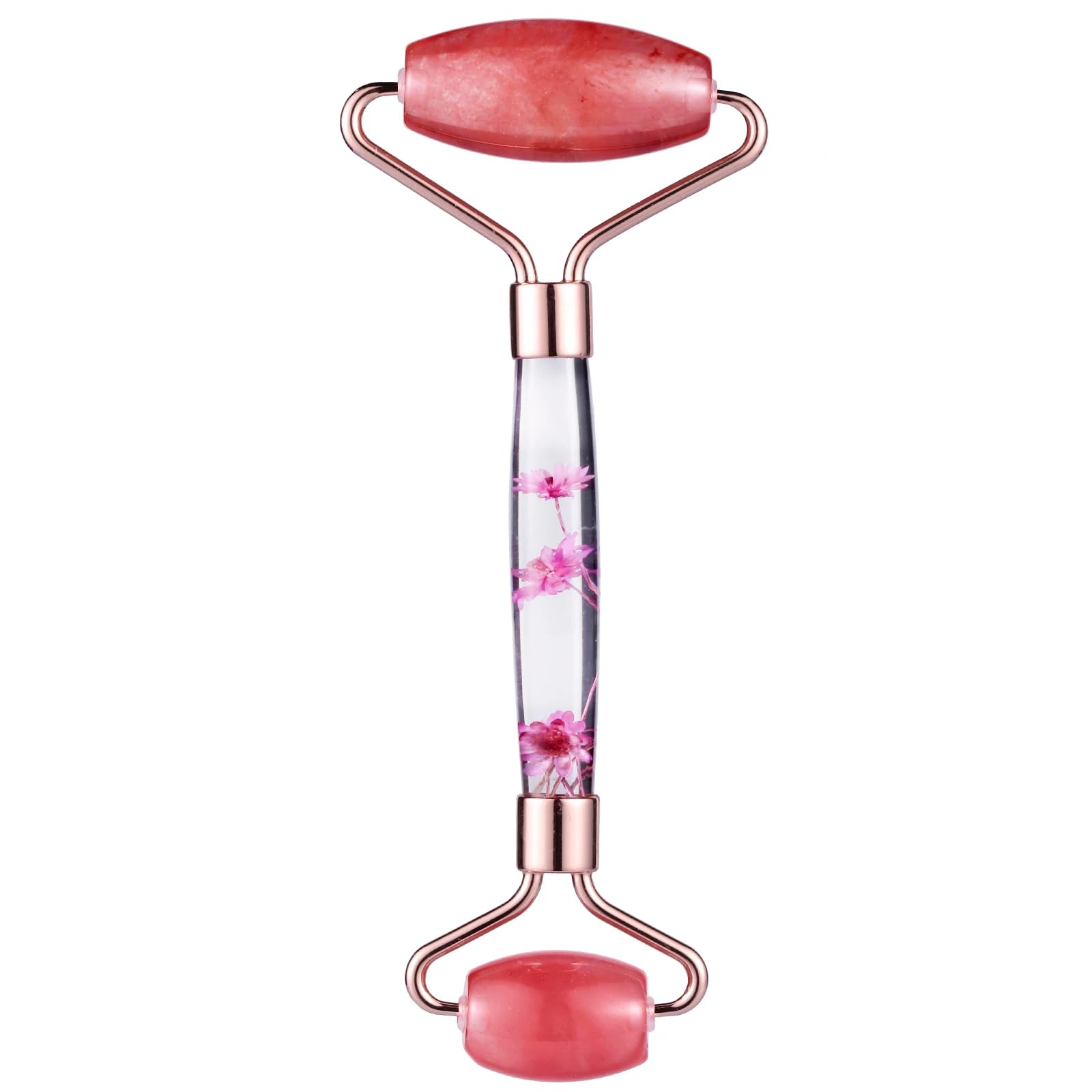 Rullo in quarzo rosa naturale, raschietto per la pelle del viso, rassodante, anti-invecchiamento, occhi gonfi e collo, anti rughe, stile 3