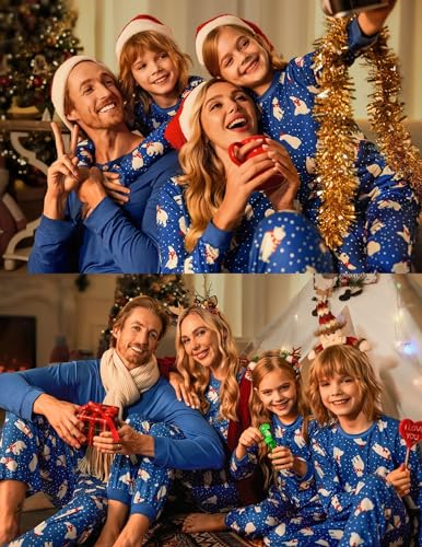 Ekouaer Family Christmas Pajamas Matching Sets Womens Mens Pjs Long Sleeve Sleepwear Holiday Lounge Sets