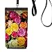 Red Pink Orange White Roses Phone Wallet Purse Hanging Mobile Pouch Black Pocket