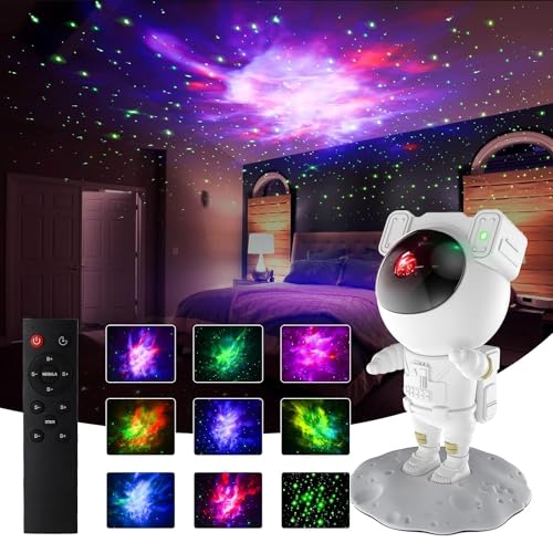 Astronaut Galaxy Projector with Remote Control - 360? Adjustable Timer Kids Astronaut Nebula Night Light, for Gifts,Baby Adults Bedroom, Gaming Room, Home and Party (Corded Electric)
