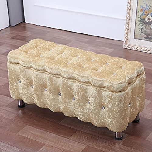 Banc de rangement de luxe en velours violet clair aux lignes épurées