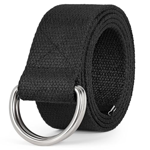 WHIPPY Mens Canvas Belt with Metal Double D-ring 1 1/2