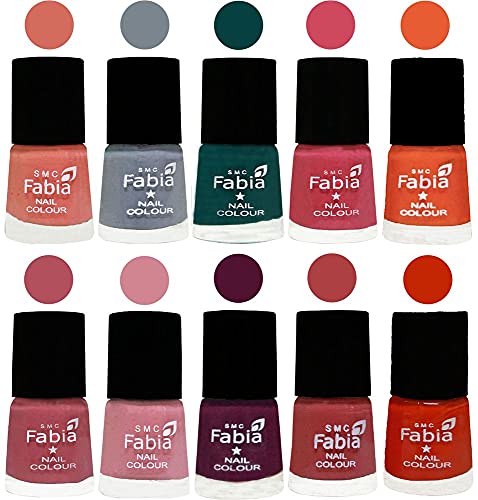 Image of ALL IN ONE (PACK OF 10), Long Lasting Glossy Nail Polish, 6 ml Each, All Vibrant Colours,02038