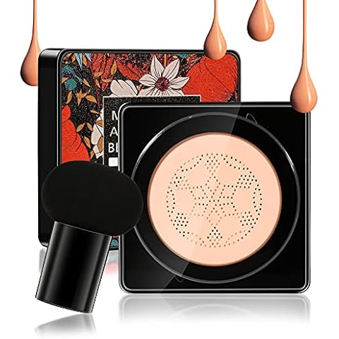 Mushroom Head Foundation,Air Cushion CC Cream BB Cream, Moisturizing Concealer, Bright Makeup Base Long Lasting with Mushroom Makeup Sponge Cover