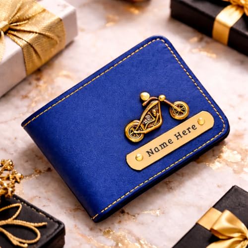 Image of SCPmarts Premium Personalized Wallet for Men with Name & Charm - Stylish Personalized Wallet with Multiple Card Slots & Durable Finish - Ideal Gift for Birthday, Anniversary (Blue)